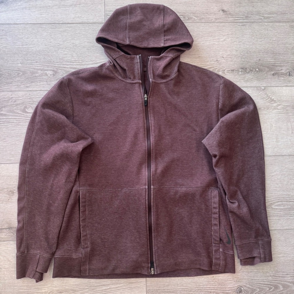 Nike Yoga Dri-FIT Full Zip Hoodie Mens Medium Burgundy Heathered CZ2217-652